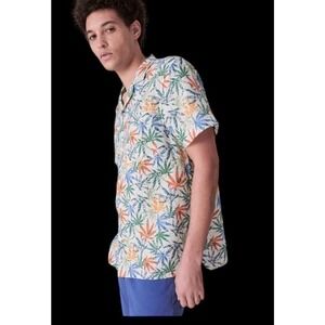 LUCKY BRAND‎ Hemp Print Camp Shirt Men’s XL NWT Sustainable Shirt Short Sleeve
